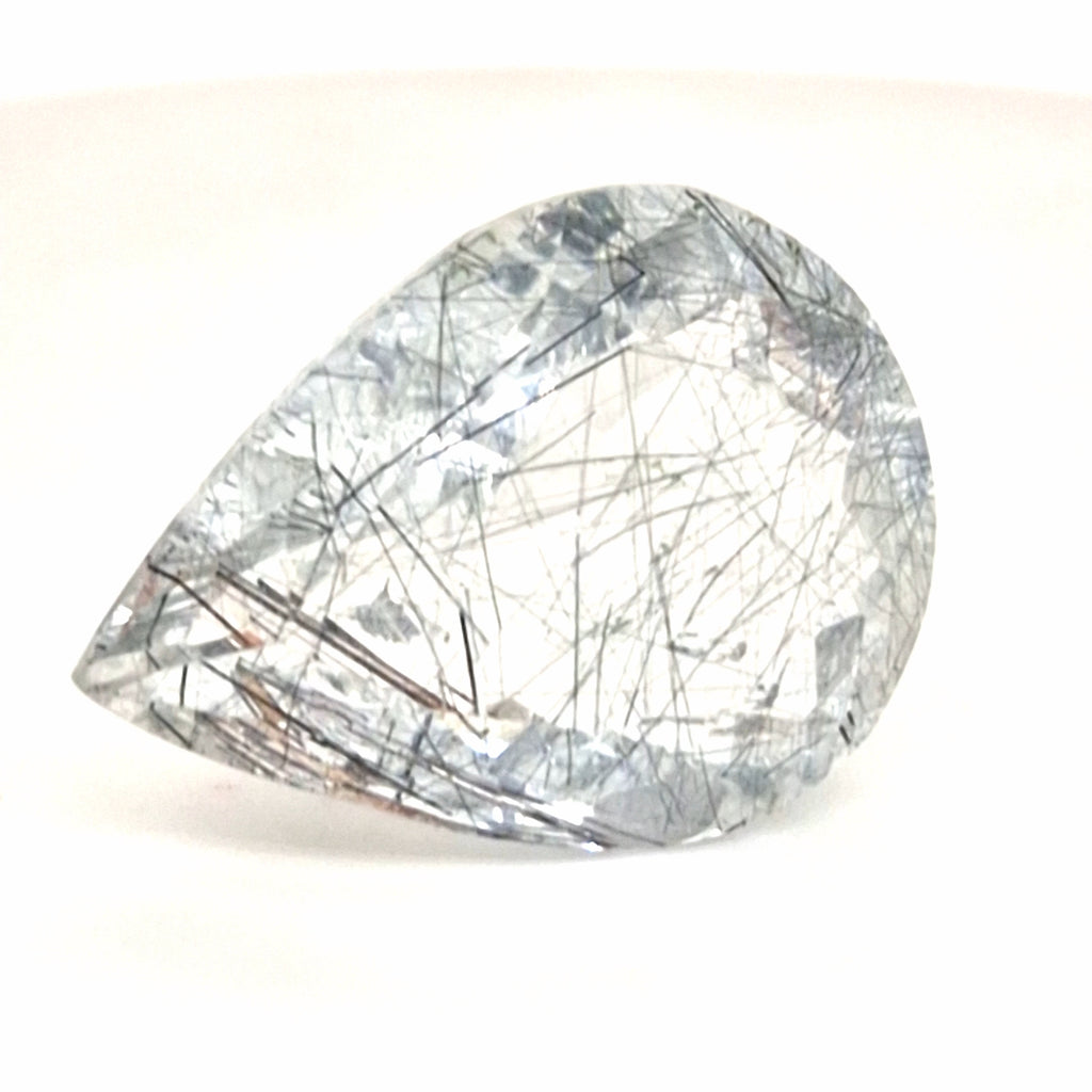 Natural Black Rutile Faceted  | Pear  | Size: 29x21mm