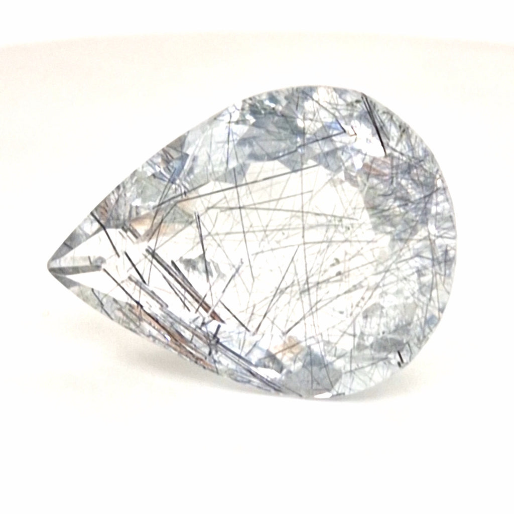 Natural Black Rutile Faceted  | Pear  | Size: 29x21mm