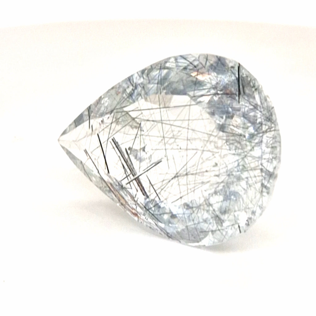 Natural Black Rutile Faceted  | Pear  | Size: 29x21mm