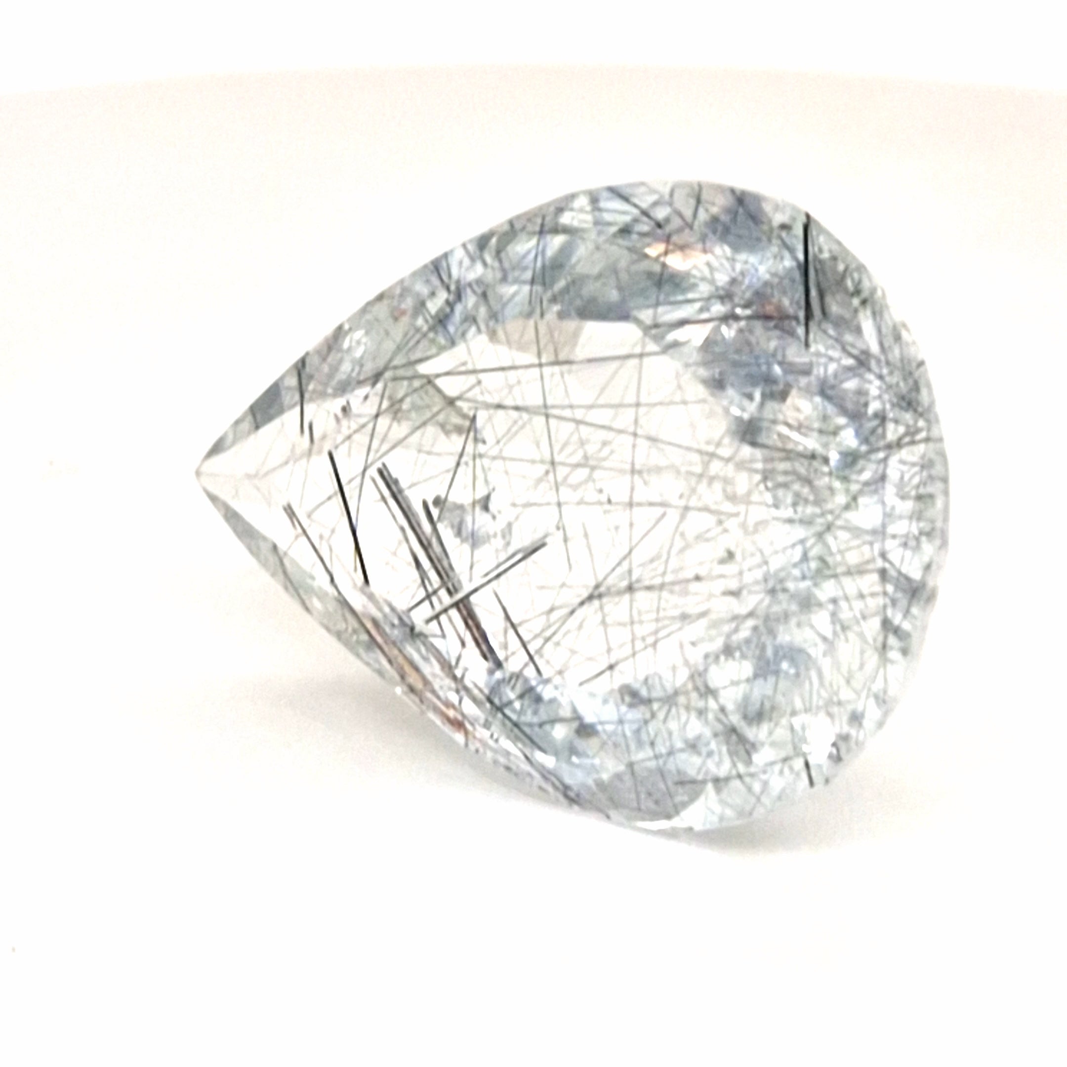 Natural Black Rutile Faceted  | Pear  | Size: 29x21mm