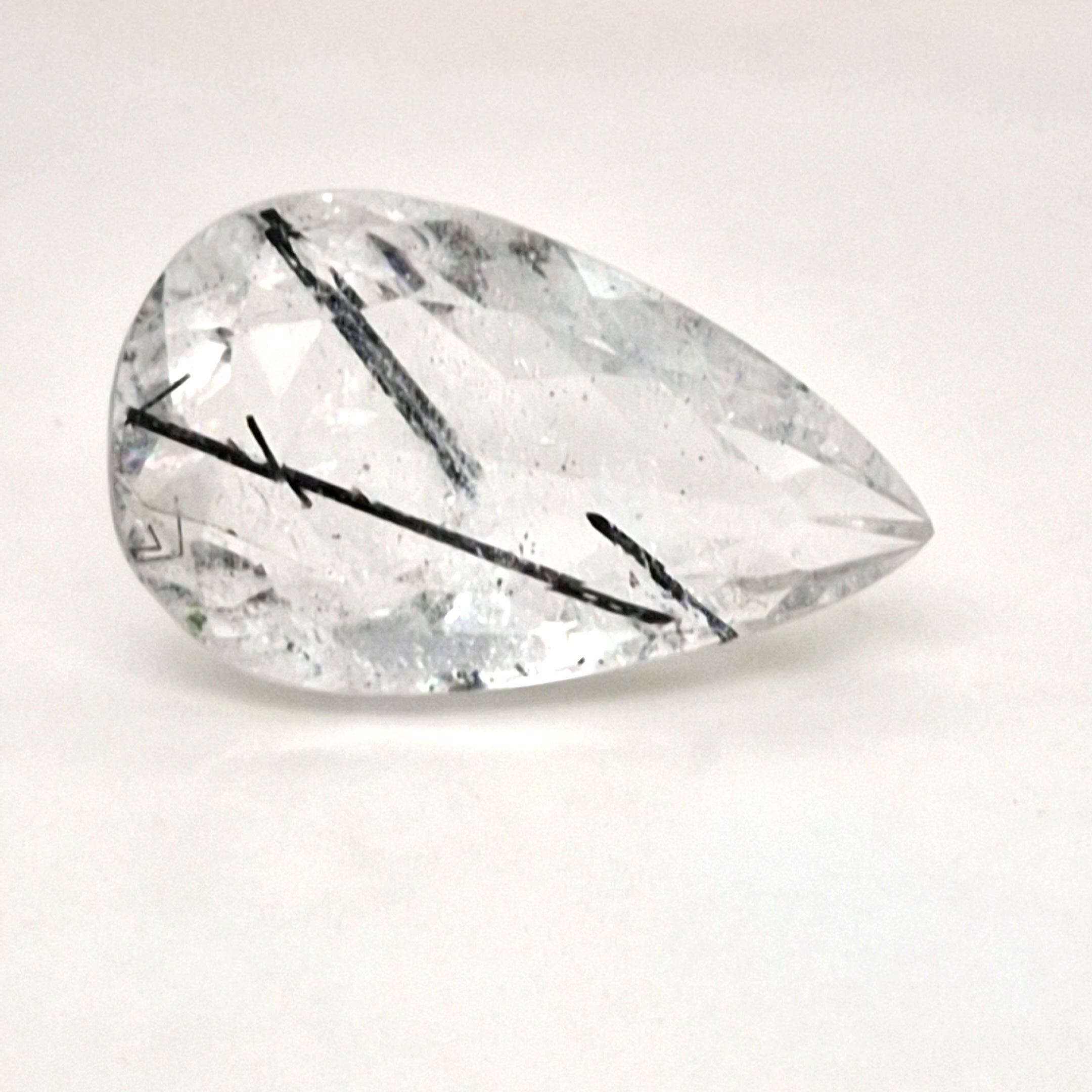 Natural Black Rutile Faceted  | Pear  | Size: 27x16mm