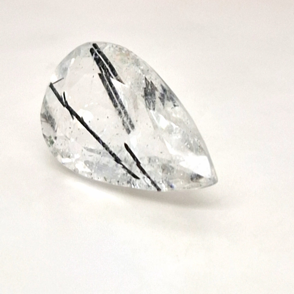 Natural Black Rutile Faceted  | Pear  | Size: 27x16mm