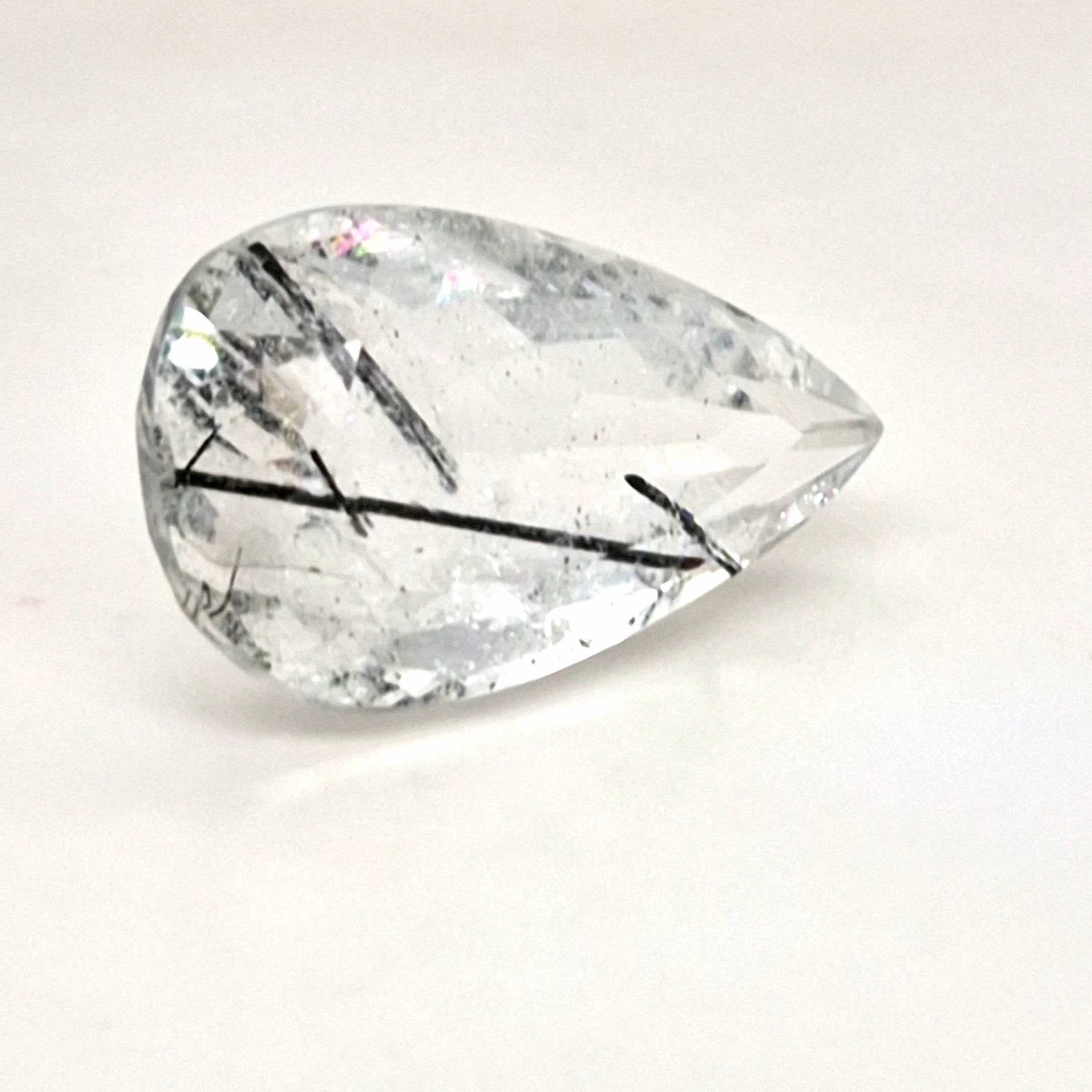 Natural Black Rutile Faceted  | Pear  | Size: 27x16mm