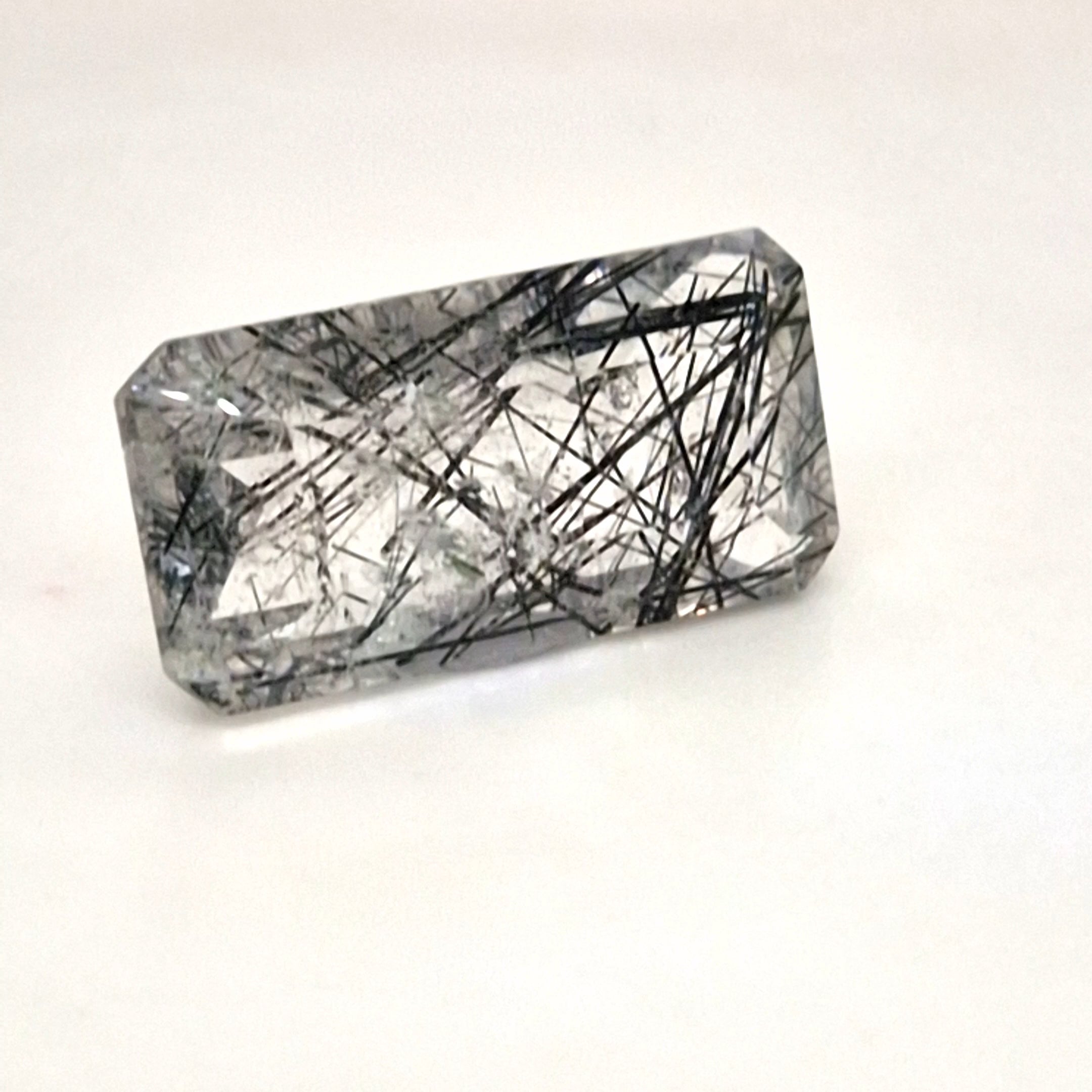 Natural Black Rutile Faceted  | Rectangle  | Size: 24x12mm