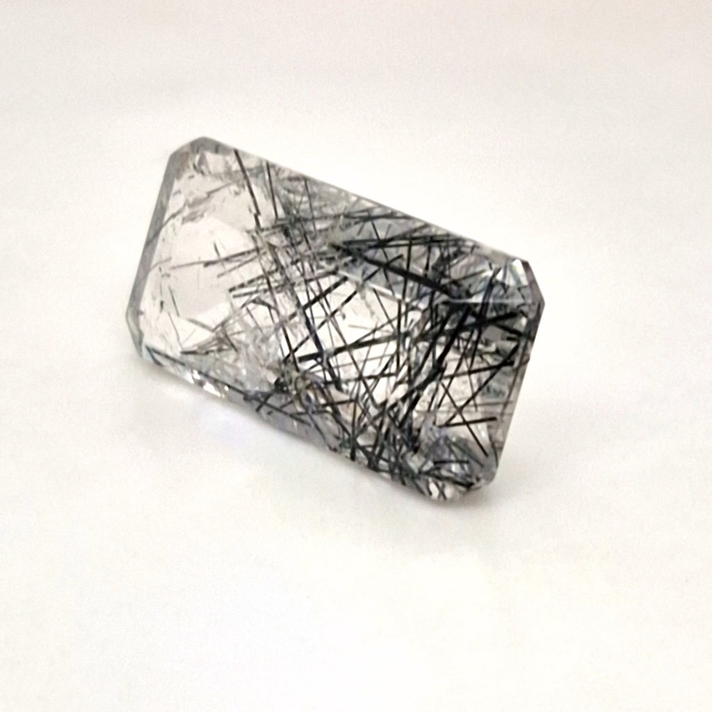Natural Black Rutile Faceted  | Rectangle  | Size: 24x12mm