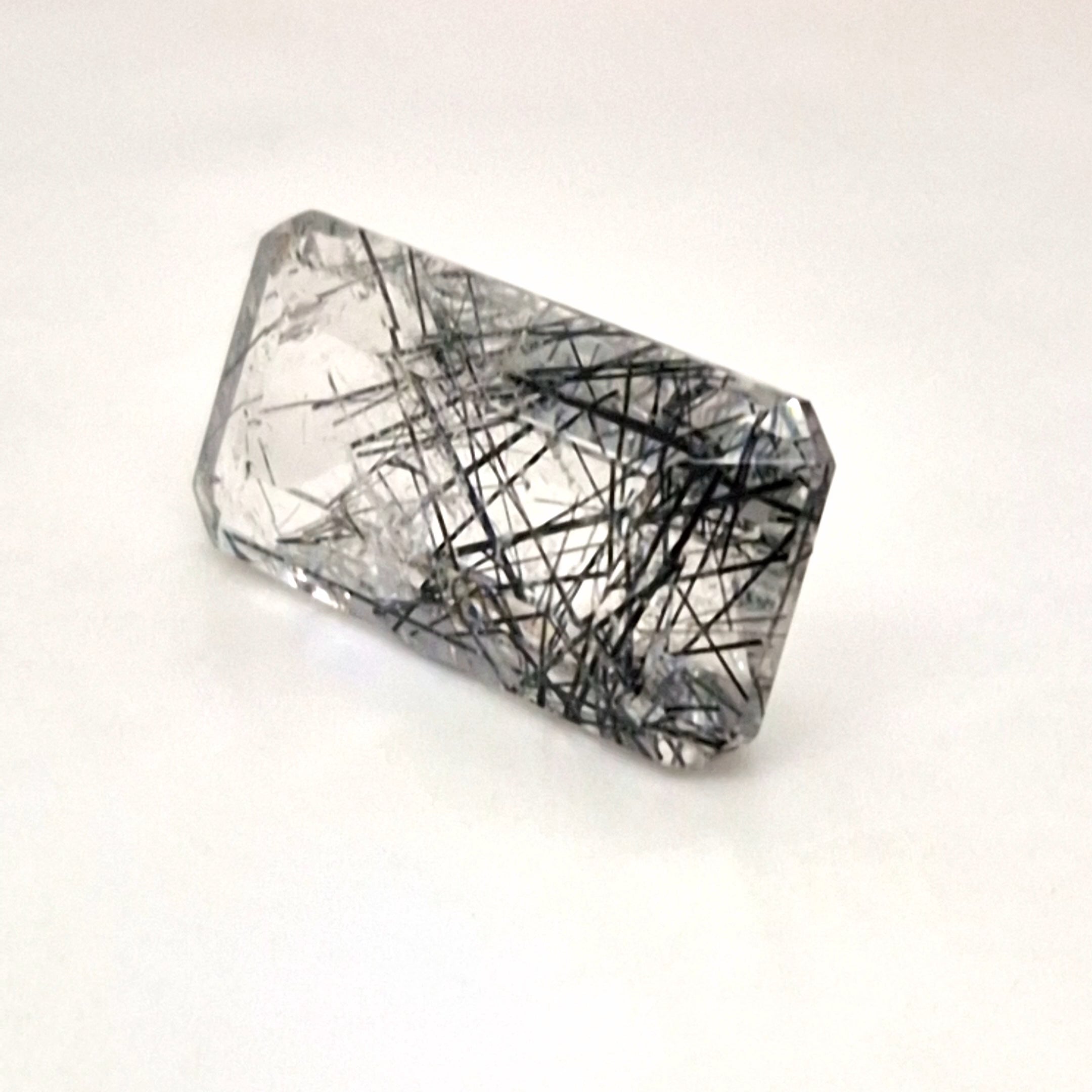 Natural Black Rutile Faceted  | Rectangle  | Size: 24x12mm