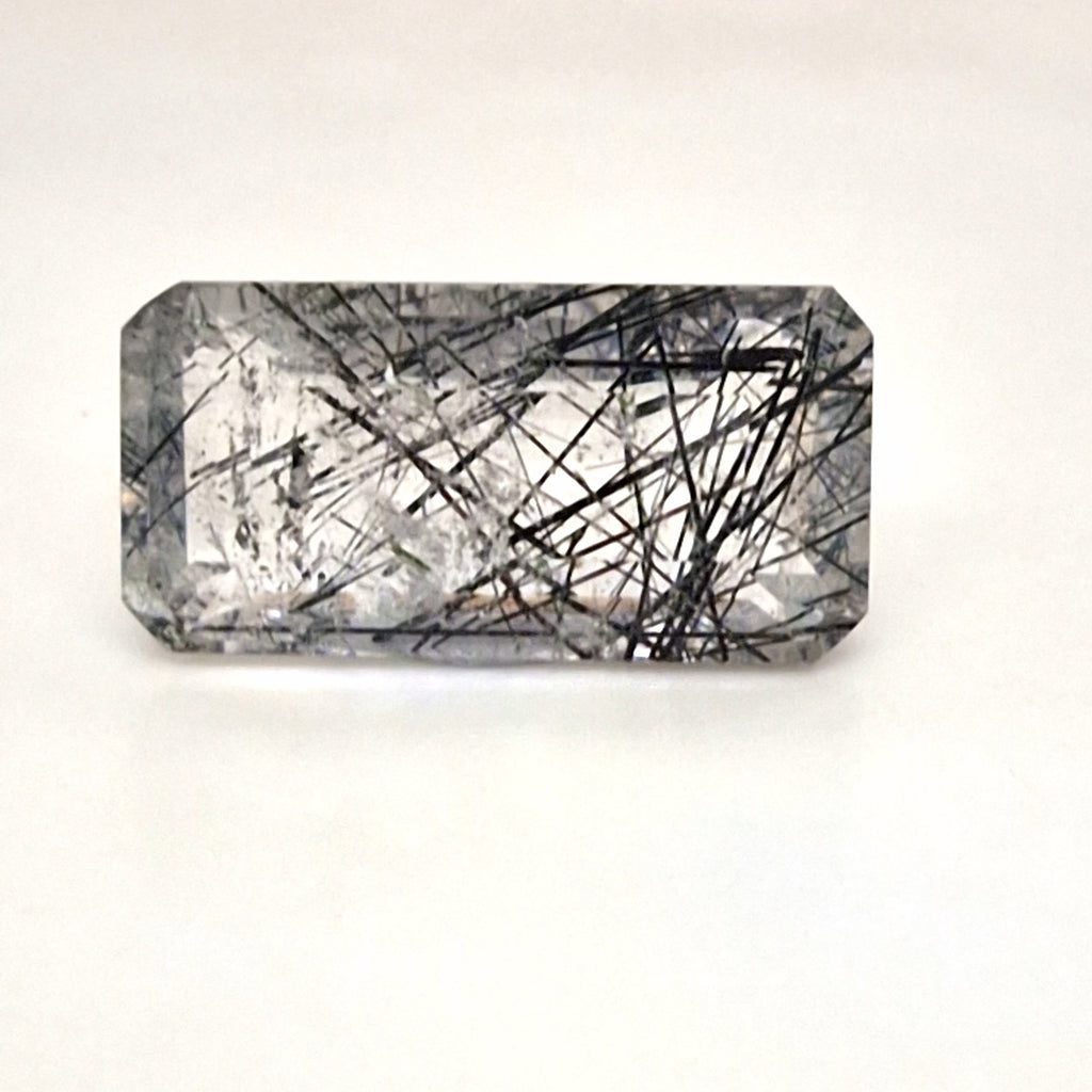 Natural Black Rutile Faceted  | Rectangle  | Size: 24x12mm