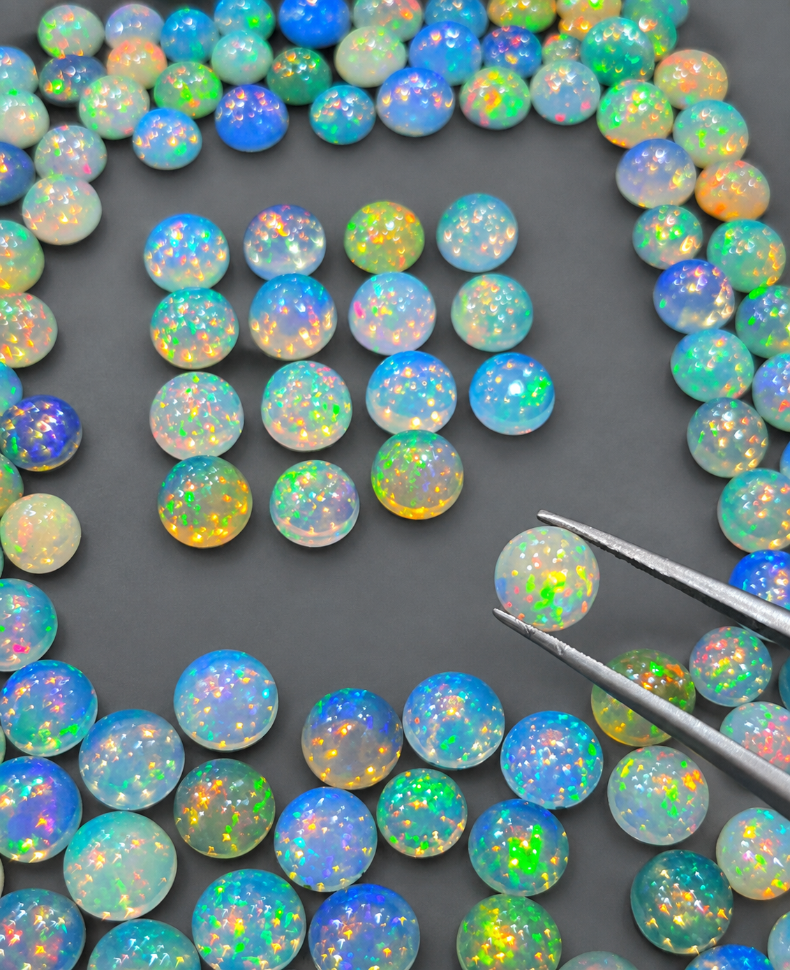 20 Pcs Natural Ethiopian Opal Cabochon Round | 4mm, 5mm, 6mm & 7mm