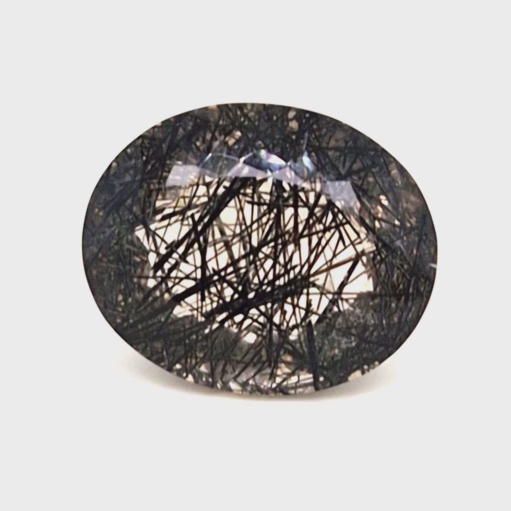 Natural Black Rutile Faceted  | Oval  | Size: 22x18mm