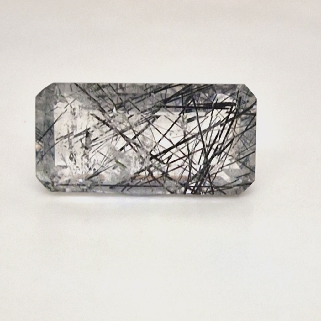 Natural Black Rutile Faceted  | Rectangle  | Size: 24x12mm