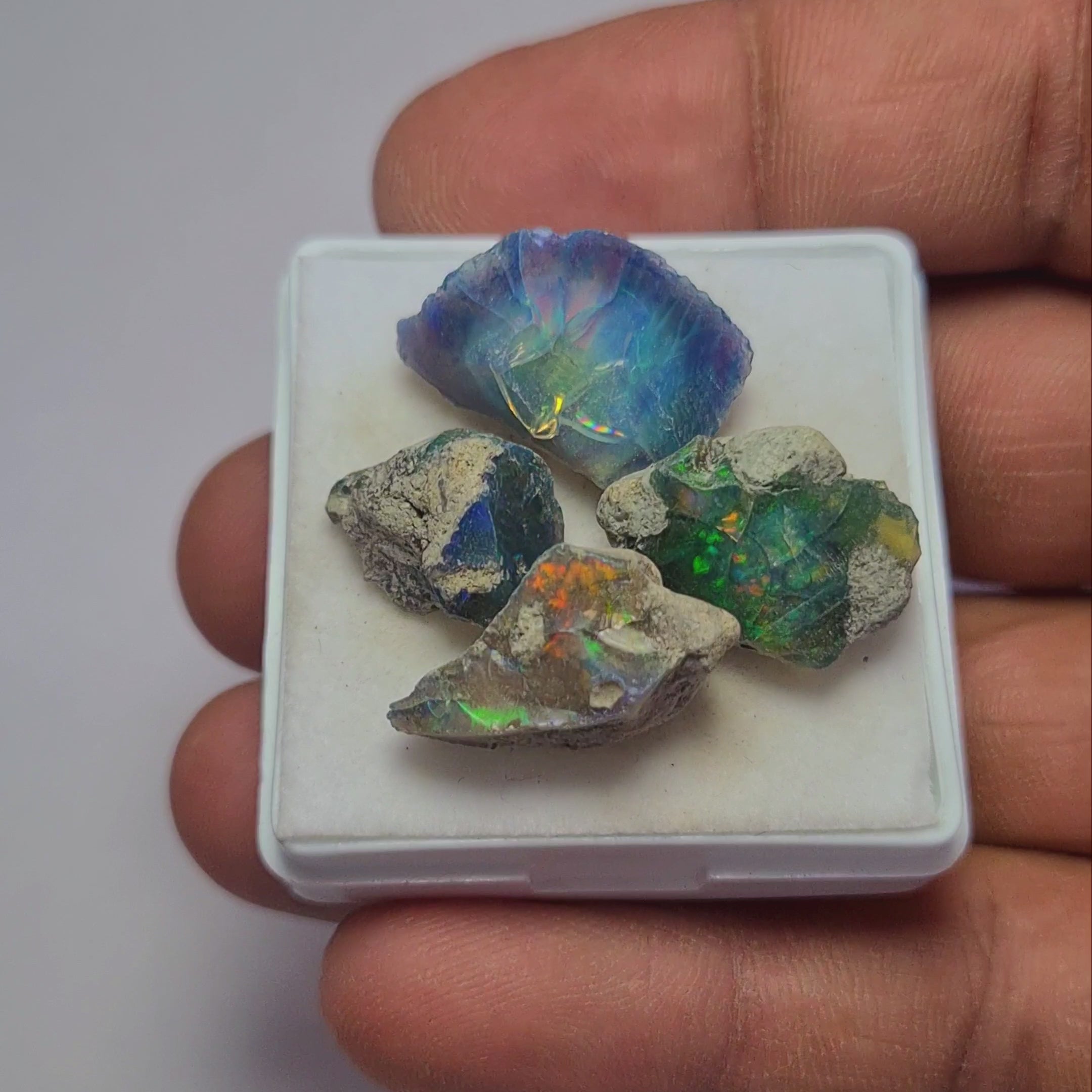 4 Pcs Natural Black Opal Rough | Size: 13-20mm