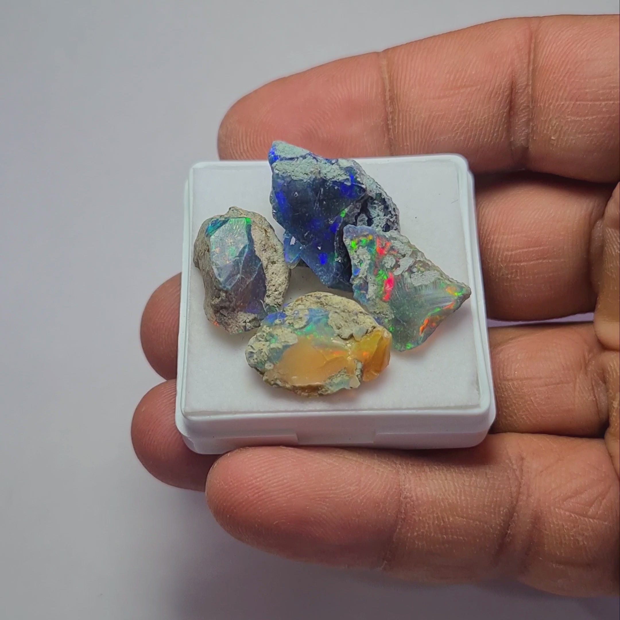 4 Pcs Natural Black Opal Rough | Size: 17-22mm