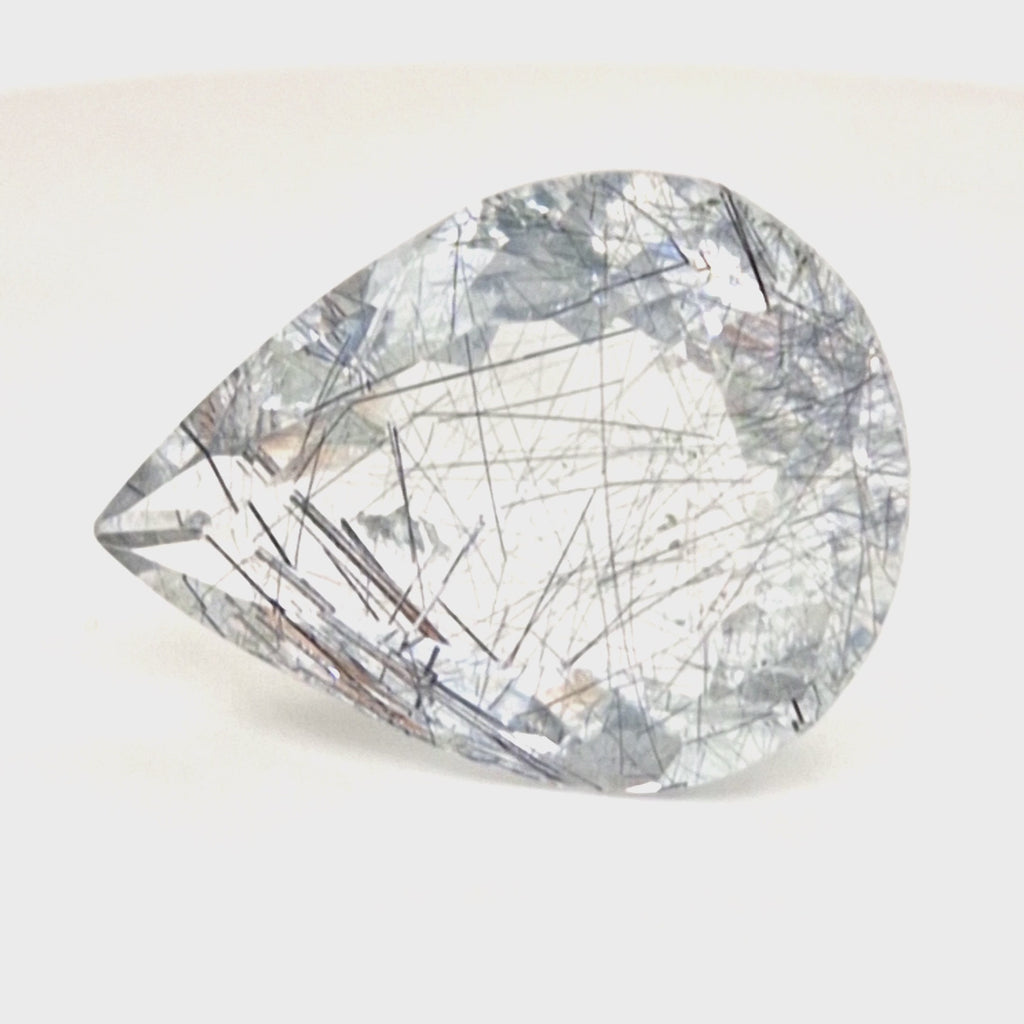 Natural Black Rutile Faceted  | Pear  | Size: 29x21mm