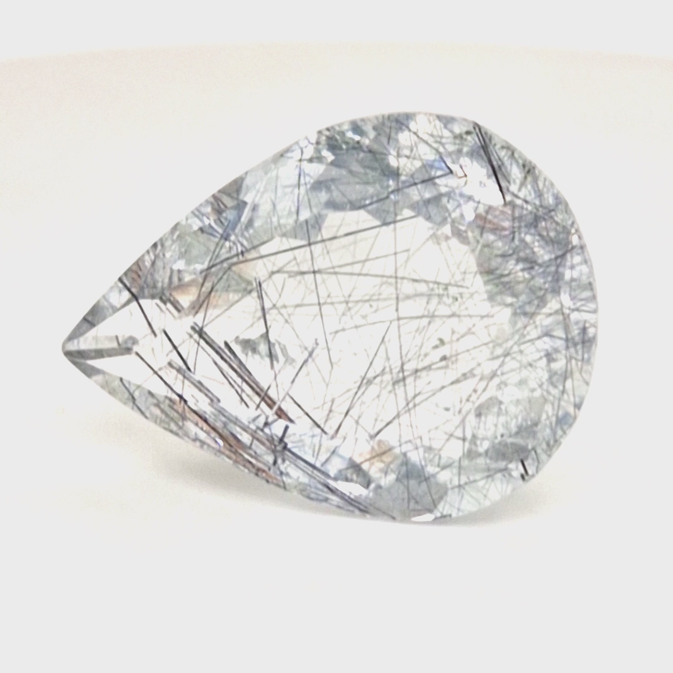 Natural Black Rutile Faceted  | Pear  | Size: 29x21mm