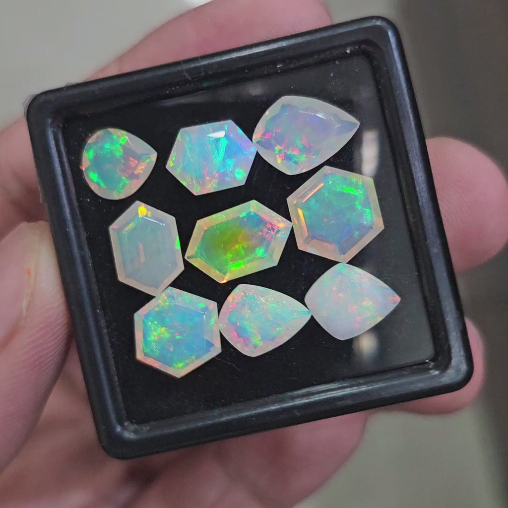 9 Pcs Natural Ethiopian Opal Faceted | Fancy | 8-13mm| With Box