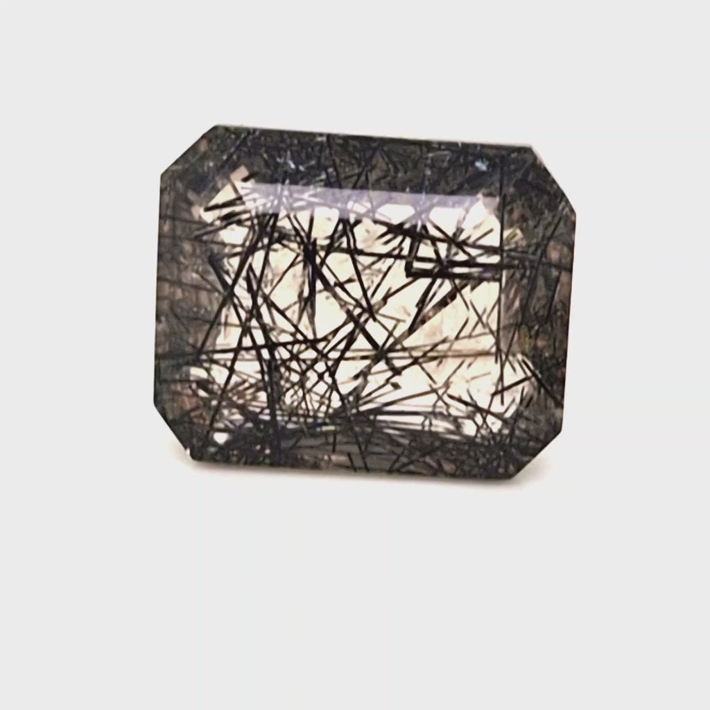 Natural Black Rutile Faceted  | Rectangle  | Size: 18x15mm