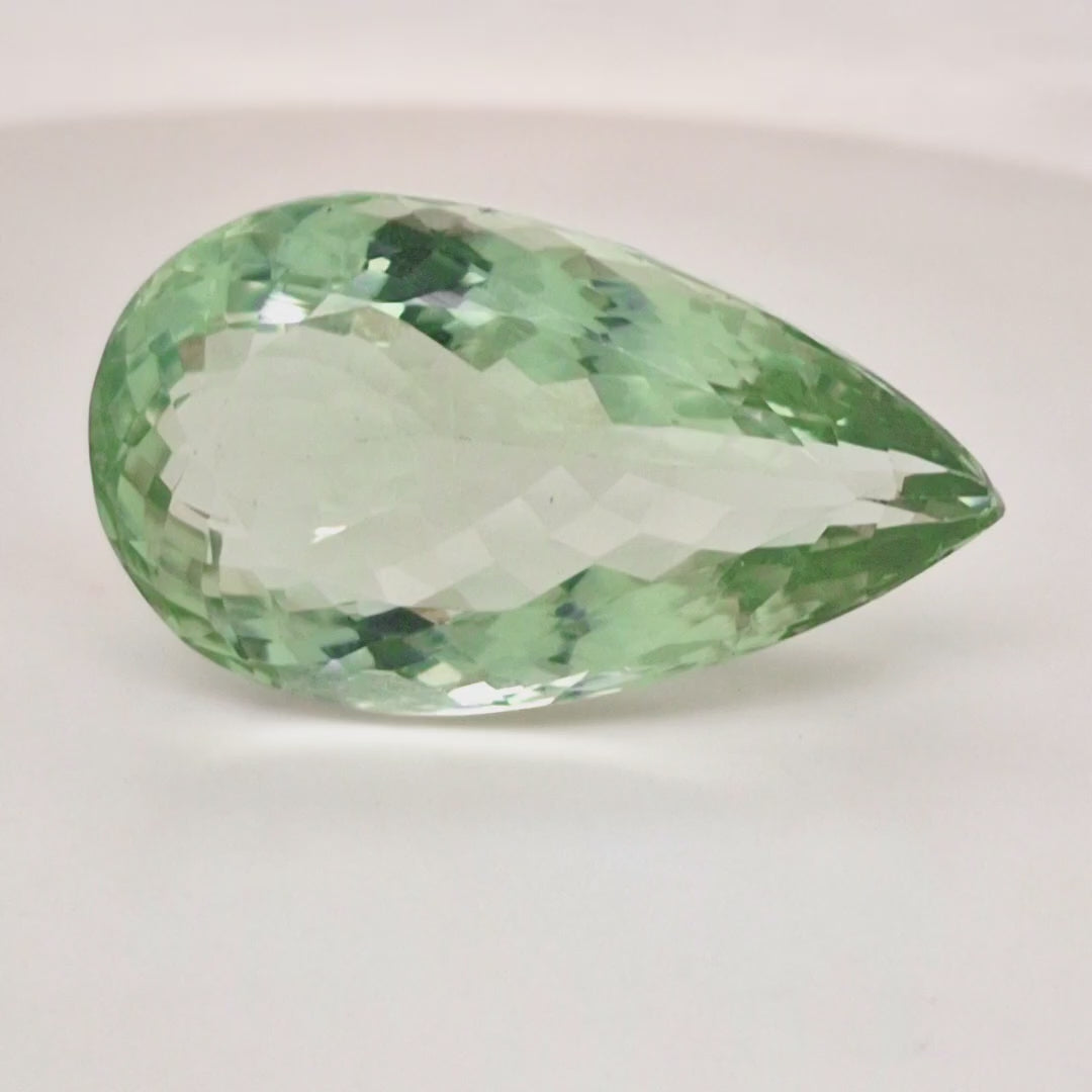 Natural  Prasiolite  Faceted | Pear  | Size: 38x21mm