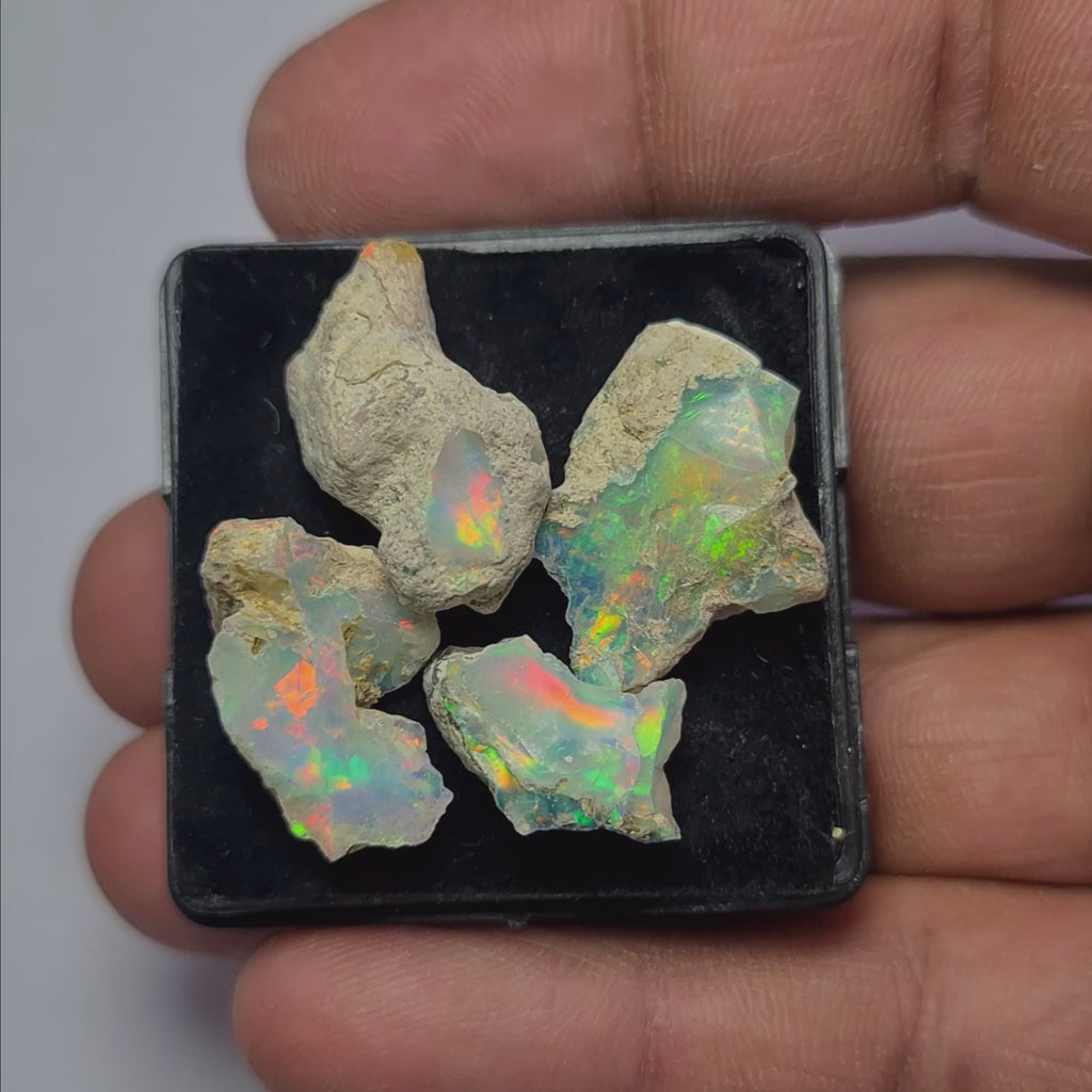 4 Pcs Natural Ethiopian  Opal Rough | Size: 15-21mm