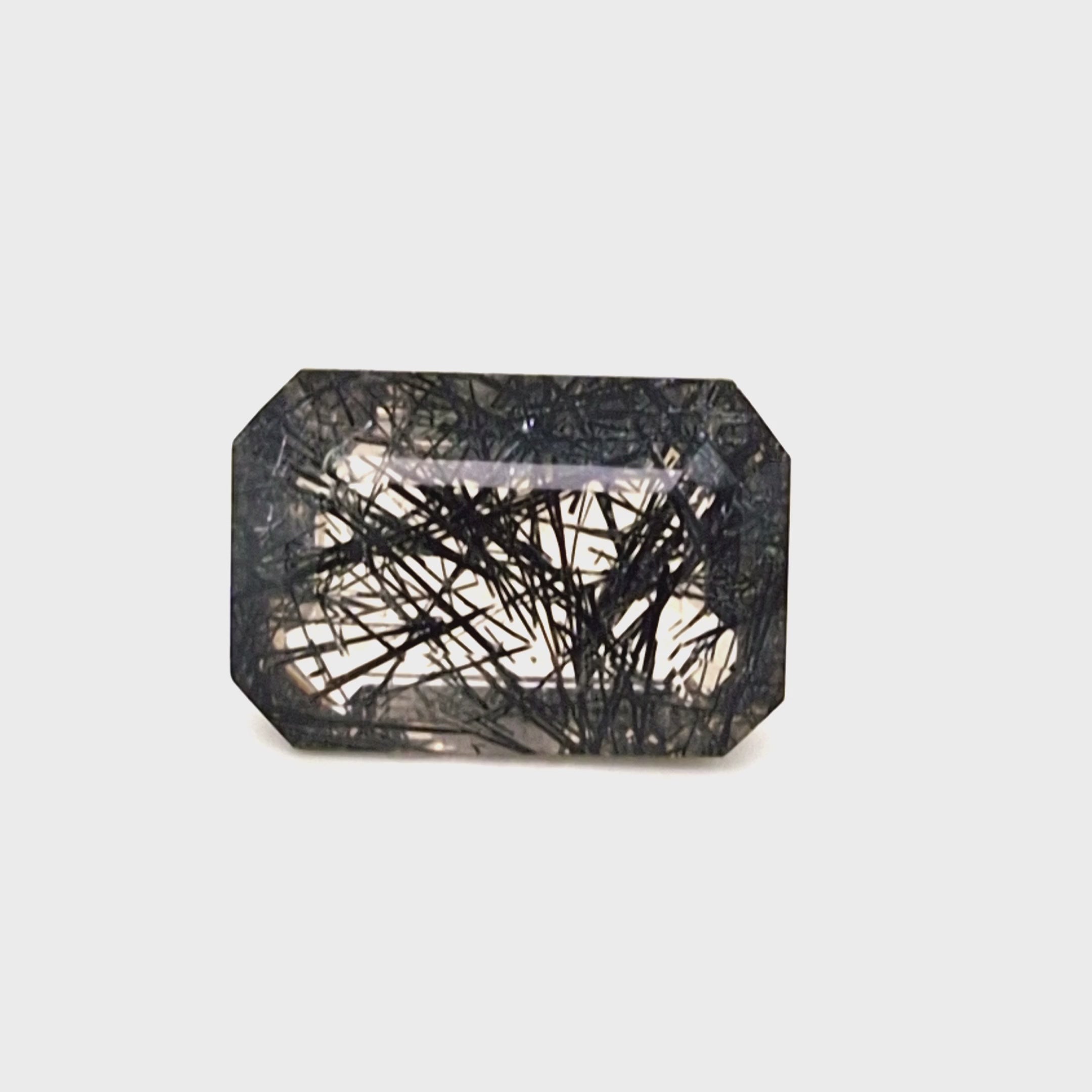 Natural Black Rutile Faceted  | Rectangle  | Size: 20x14mm