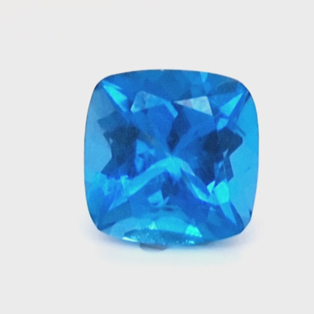 Natural Swiss Blue Topaz Faceted | Square  | Size: 12mm