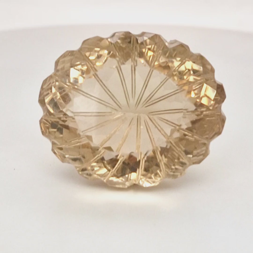 Natural Smoky Quartz Carved  | Oval  | Size: 29x24mm