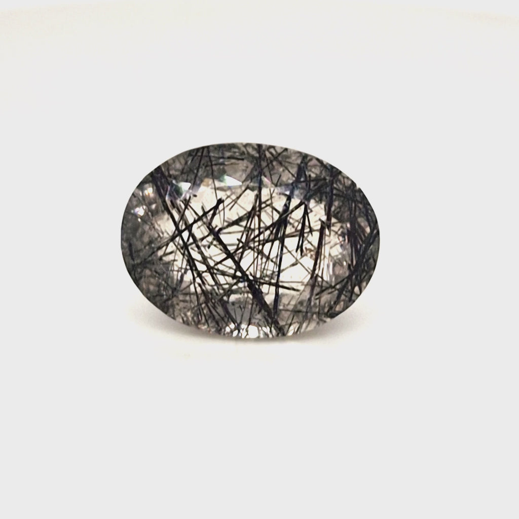 Natural Black Rutile Faceted  | Oval  | Size: 19x15mm