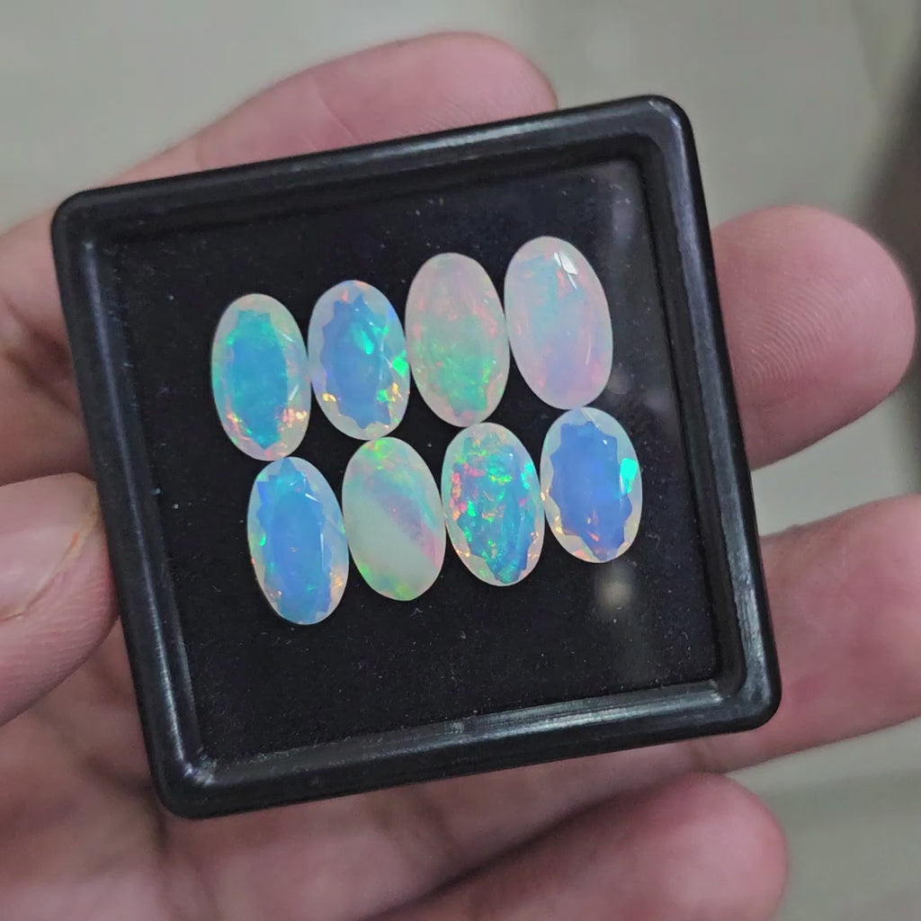 8 Pcs Natural Ethiopian Opal Faceted | Oval  | 10-11mm| With Box