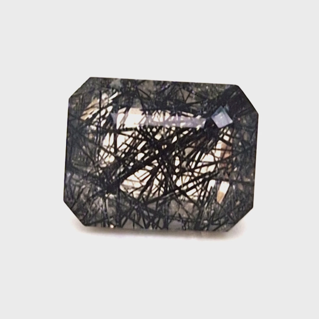 Natural Black Rutile Faceted  | Rectangle  | Size: 17x13mm