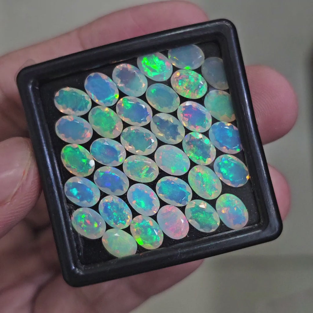 34 Pcs Natural Ethiopian Opal Faceted | Oval | 7x5mm| With Box