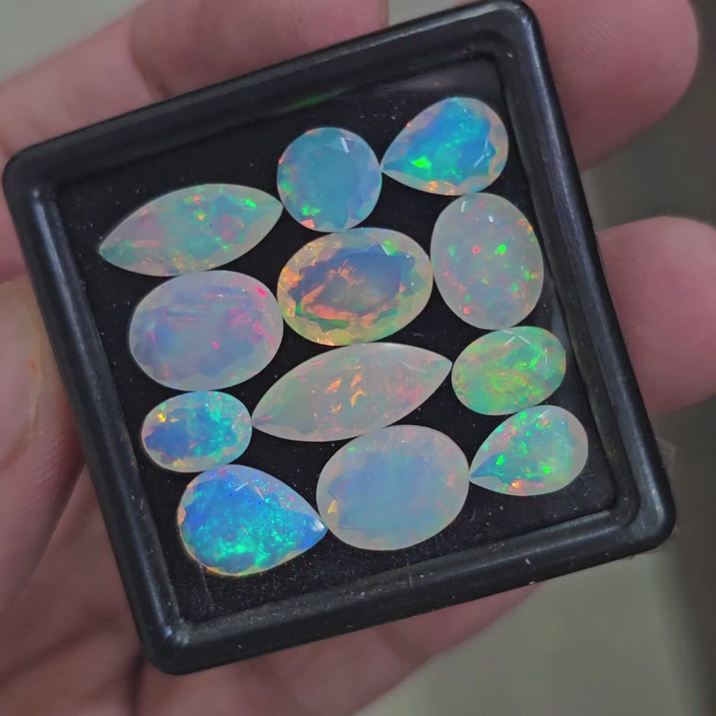 12 Pcs Natural Ethiopian Opal Faceted | Mix  | 8-16mm| With Box
