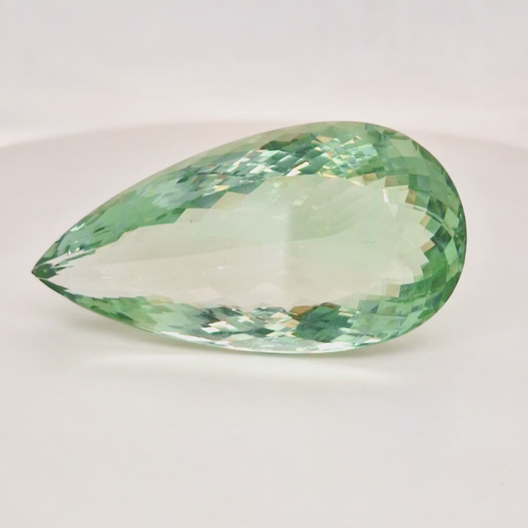 Natural  Prasiolite  Faceted | Pear  | Size: 48x25mm