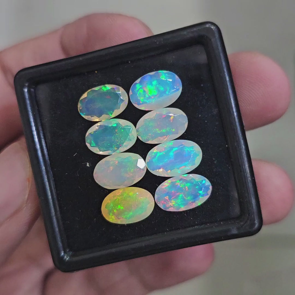 8 Pcs Natural Ethiopian Opal Faceted | Oval  | 10-11mm| With Box