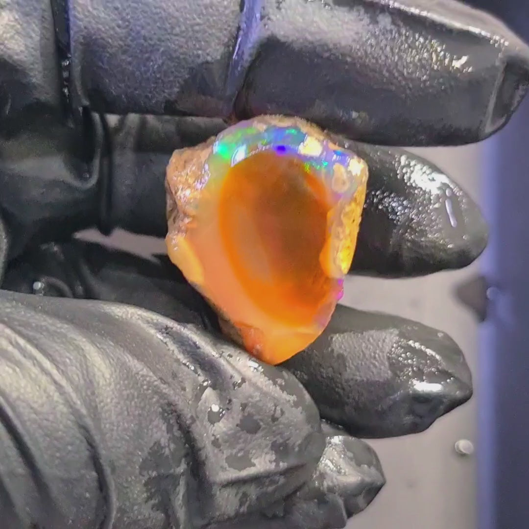 75Carats | Ethiopian Water Opal Specimen grade | Brilliant play of colour| 30x23mm