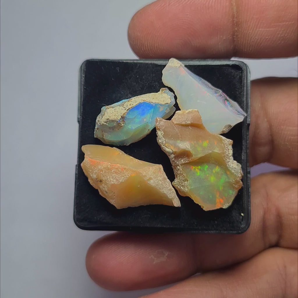 4 Pcs Natural Ethiopian  Opal Rough | Size: 19-26mm