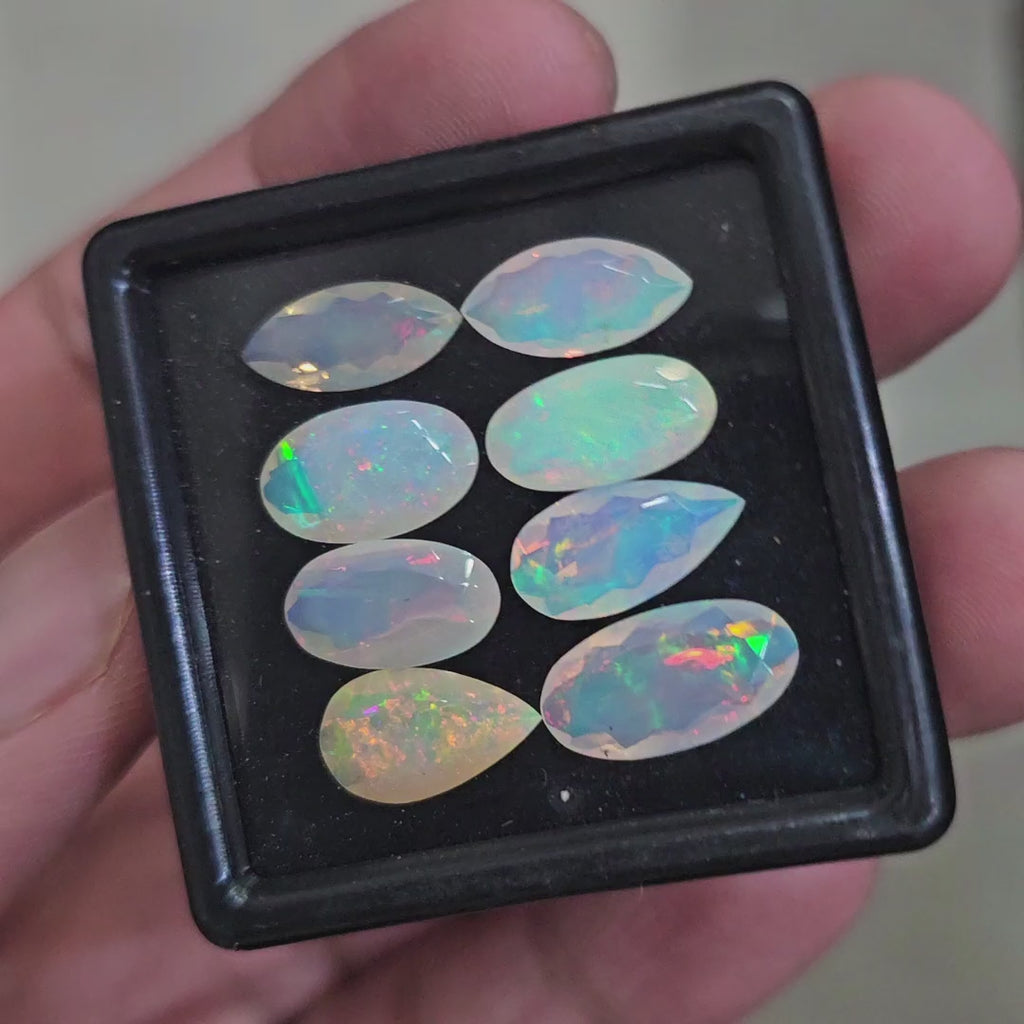 8 Pcs Natural Ethiopian Opal Faceted | Mix  | 12-14mm| With Box