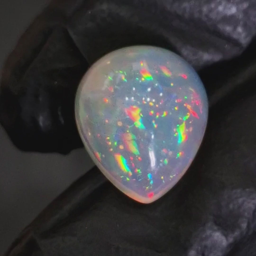 10.1Cts Natural Ethiopian Opal Cabochon | Pear | 16x13mm | Untreated