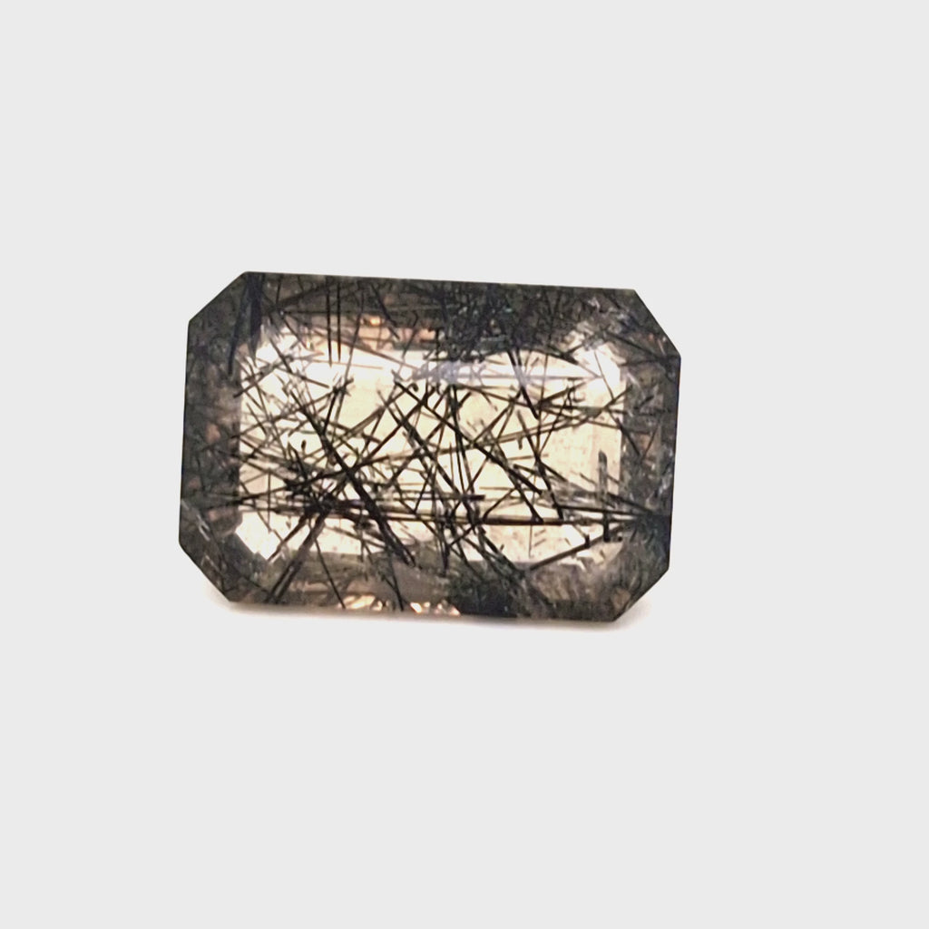 Natural Black Rutile Faceted  | Rectangle  | Size: 21x14mm