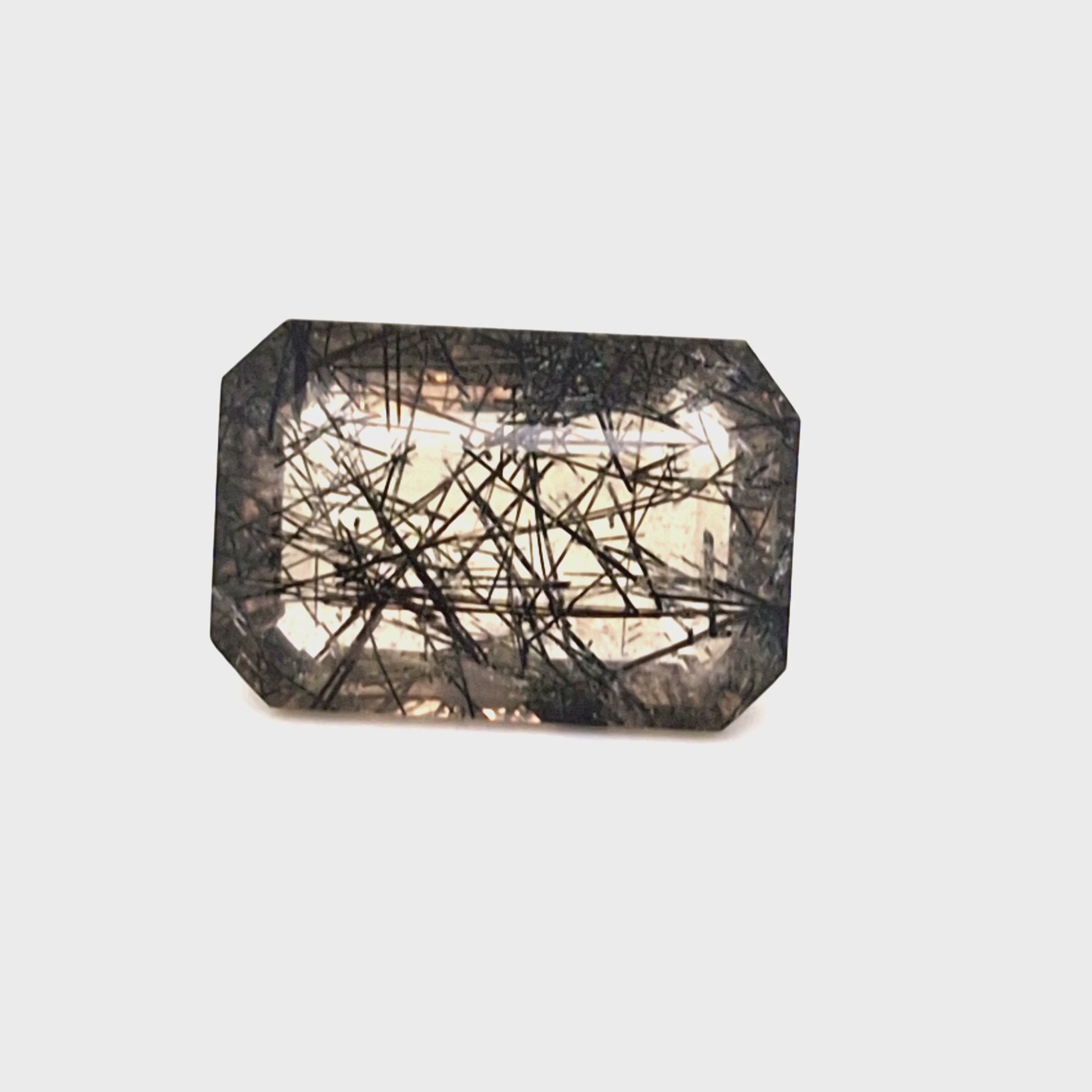Natural Black Rutile Faceted  | Rectangle  | Size: 21x14mm
