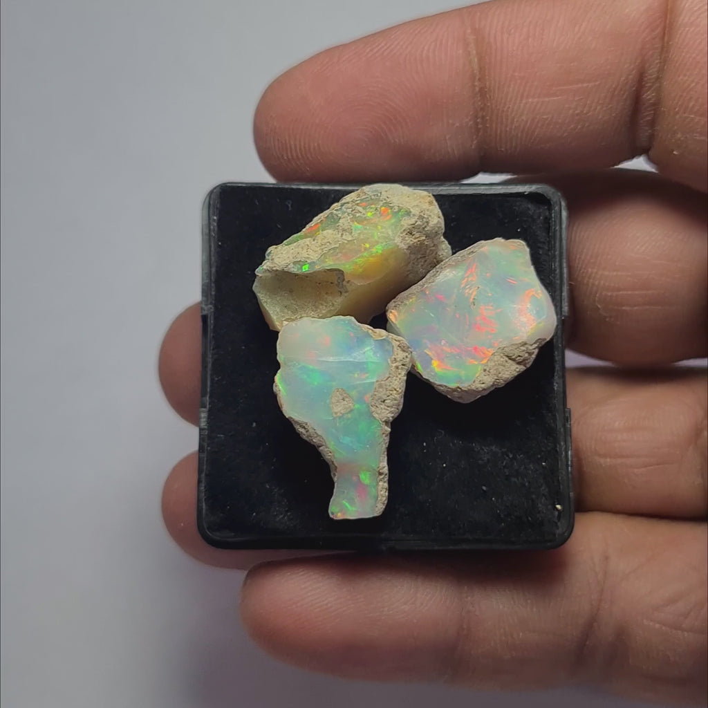 3 Pcs Natural Ethiopian  Opal Rough | Size: 18-21mm