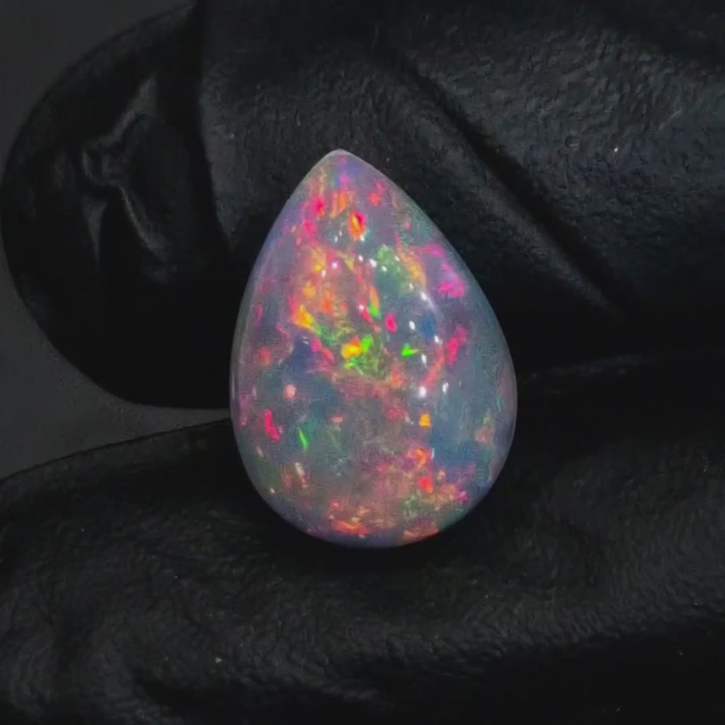 9.6Cts Natural Ethiopian Opal Cabochon | Pear | 19x14mm | Untreated