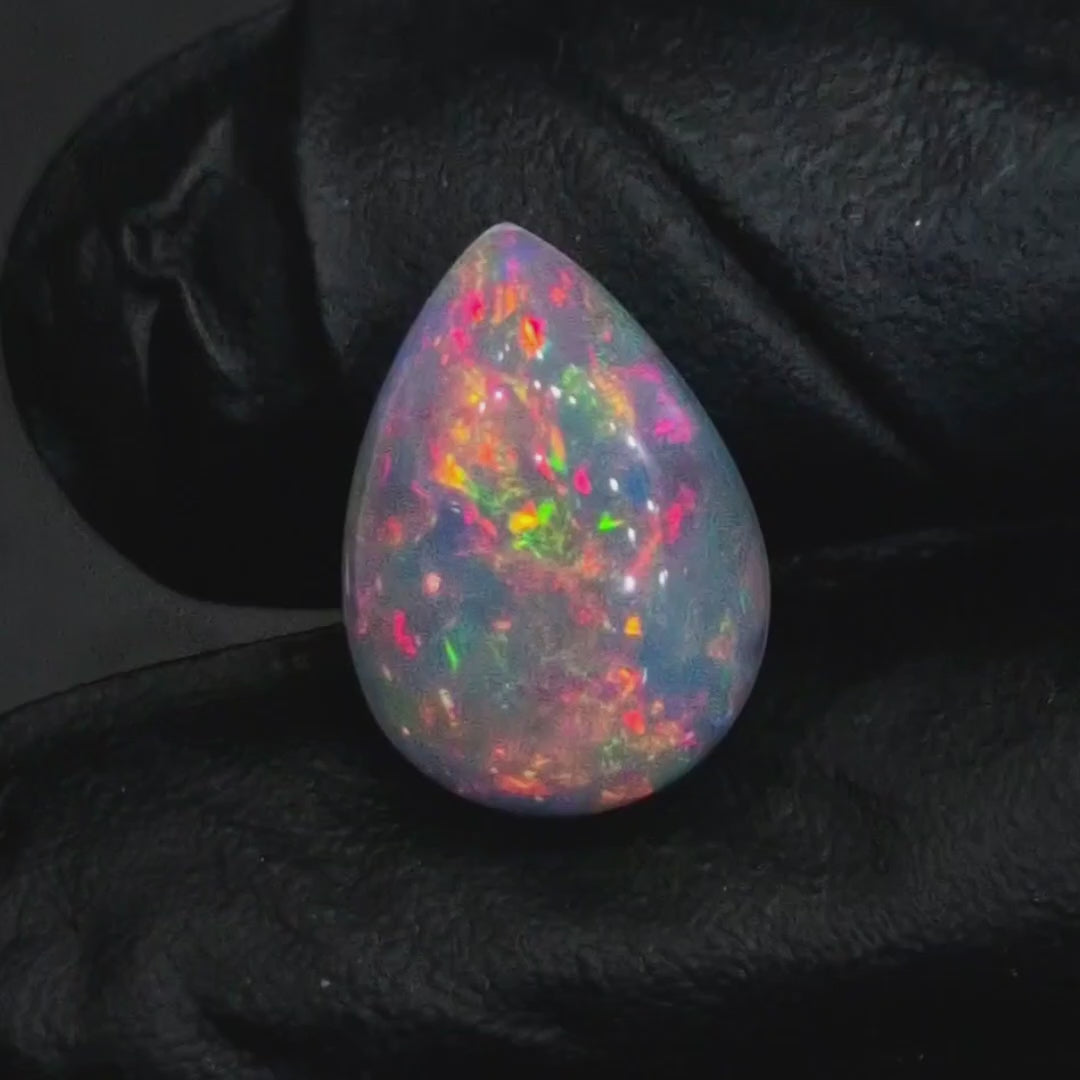9.6Cts Natural Ethiopian Opal Cabochon | Pear | 19x14mm | Untreated