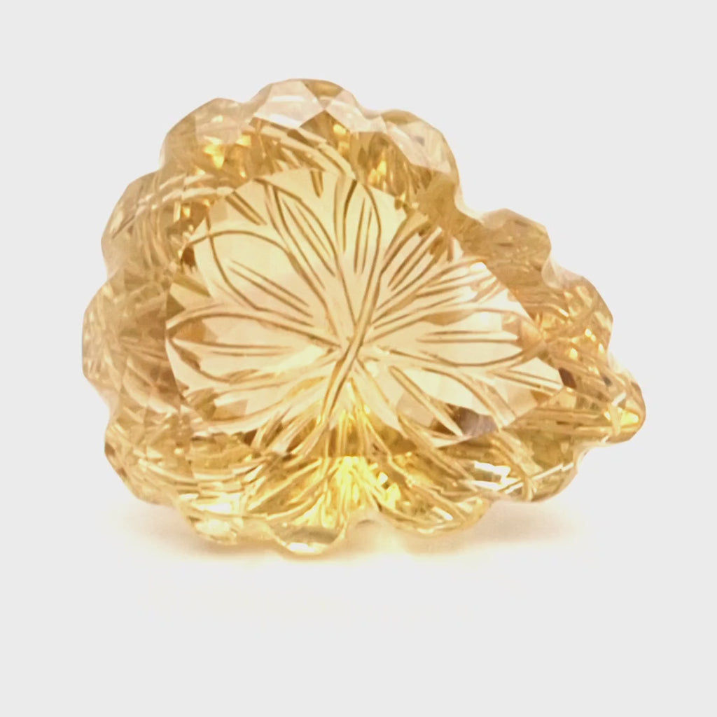 Natural Lemon Quartz Carved  | Teardrop  | Size: 32x27mm