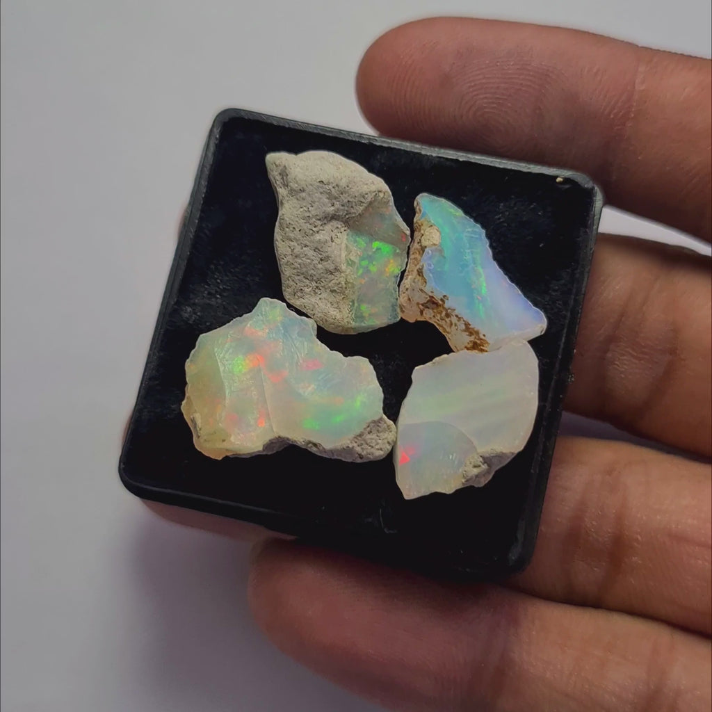 4 Pcs Natural Ethiopian  Opal Rough | Size: 16-20mm