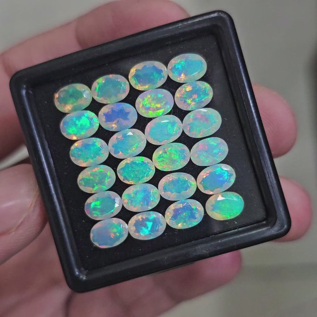 24 Pcs Natural Ethiopian Opal Faceted | Oval | 7x5mm| With Box