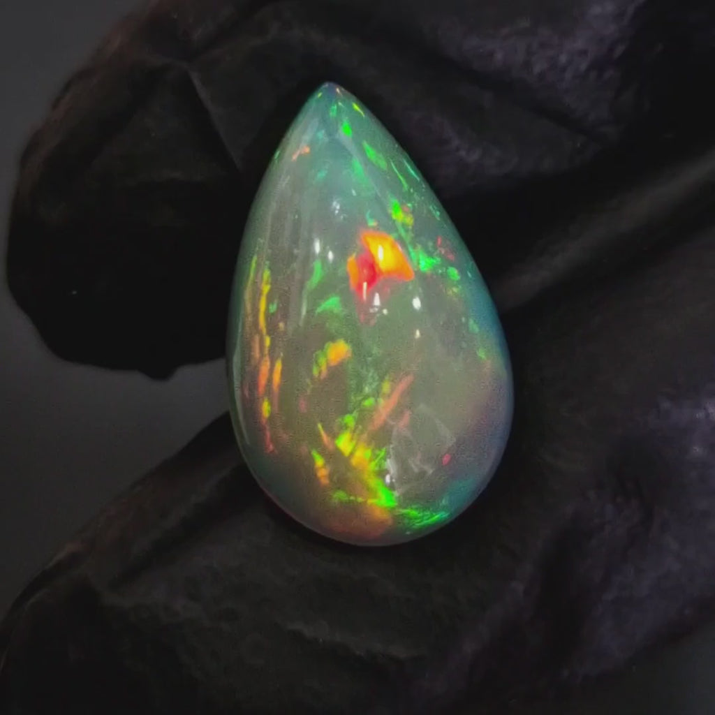 6.5Cts Natural Ethiopian Opal Cabochon | Pear | 19x11mm | Untreated