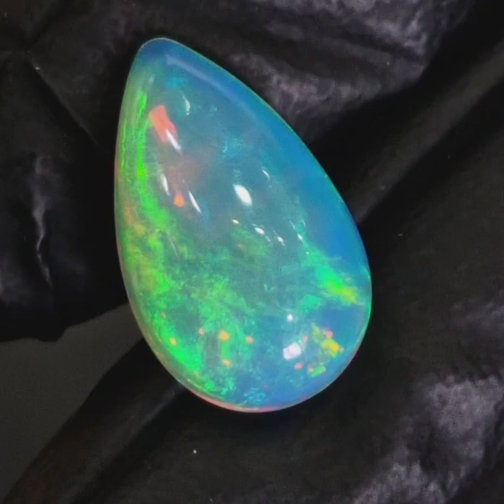 6.8Cts Natural Ethiopian Opal Cabochon | Pear | 18x11mm | Untreated
