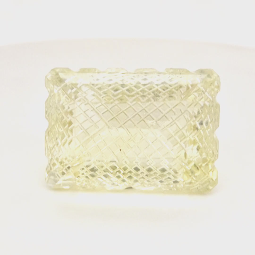 Natural Lemon Quartz Carved  | Rectangle  | Size: 30x21mm