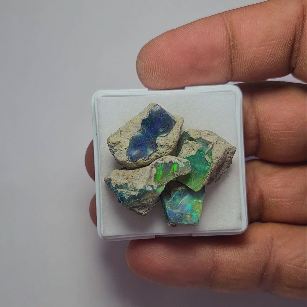 4 Pcs Natural Black Opal Rough | Size: 13-22mm