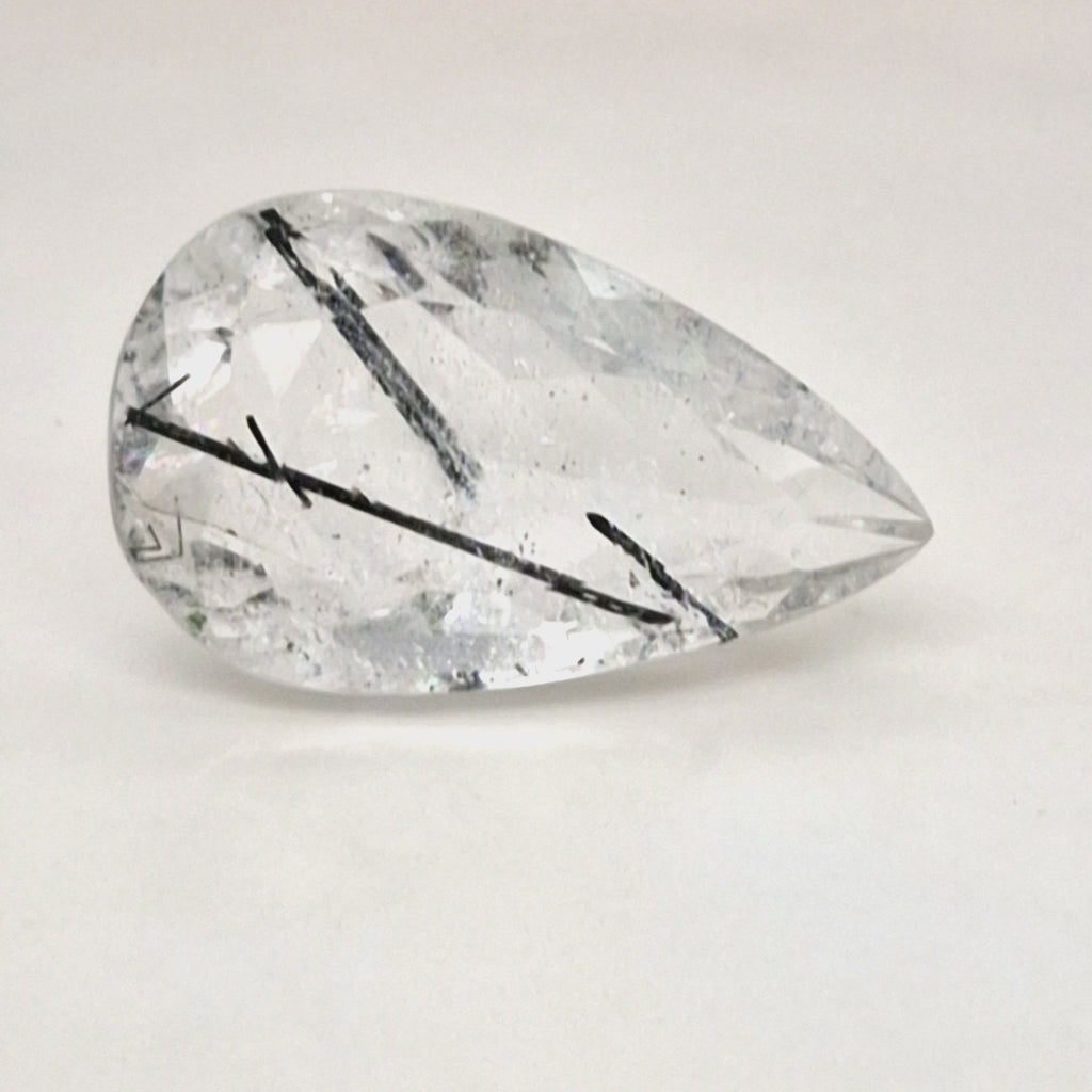 Natural Black Rutile Faceted  | Pear  | Size: 27x16mm