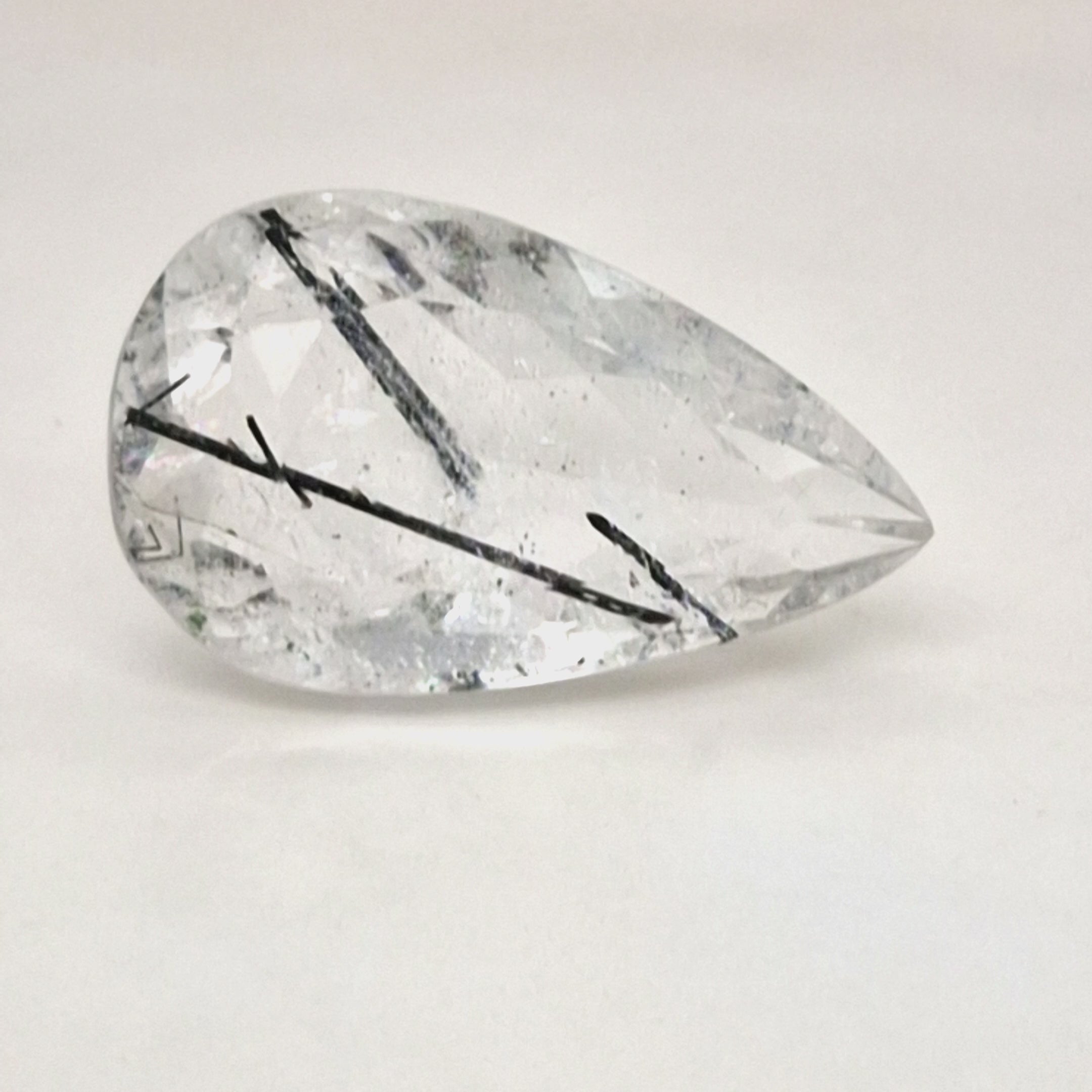 Natural Black Rutile Faceted  | Pear  | Size: 27x16mm